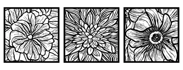 Black White Botanical Pattern Use Graphics Materials — Stock Photo, Image