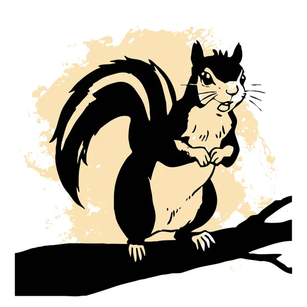 Black Squirrel White Background Animals Line Art Logo Design Use — Stock Photo, Image