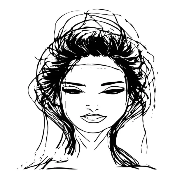 Fiktive Frauenfigur Schwarz Weiße Linienkunst Logo Design Für Die Verwendung — Stockfoto