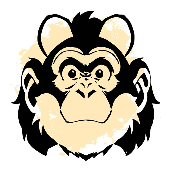 Monkey . Black and white line art. Logo design for use in graphics. T-shirt print, tattoo design.