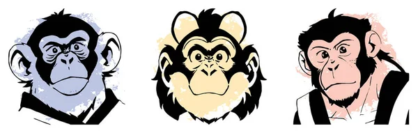 Monkey . Black and white line art. Logo design for use in graphics. T-shirt print, tattoo design.