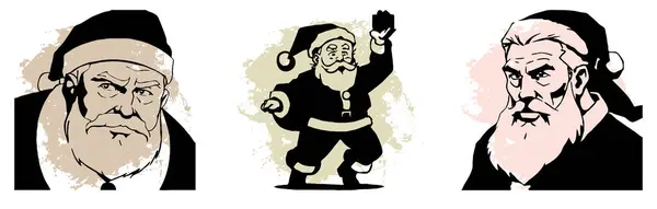 Noel Baba Siyah Beyaz Çizgi Sanatı Grafiklerde Kullanmak Için Logo — Stok fotoğraf