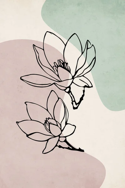 Botanischer Hintergrund Pflanzenzeilenkunst Abstrakte Formen — Stockfoto