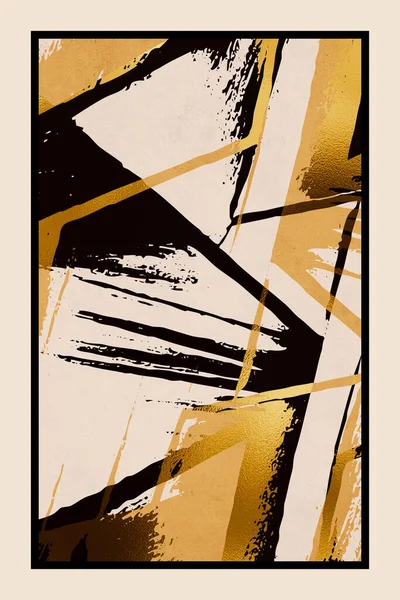 Абстрактное Искусство Художественная Иллюстрация Печати Картины Золотой Стене Обложка — стоковое фото