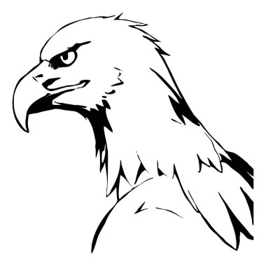Kartal. Siyah beyaz grafikler. Grafiklerde kullanmak için logo tasarımı. Tişört izi, dövme tasarımı..