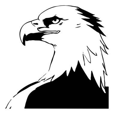 Kartal. Siyah beyaz grafikler. Grafiklerde kullanmak için logo tasarımı. Tişört izi, dövme tasarımı..