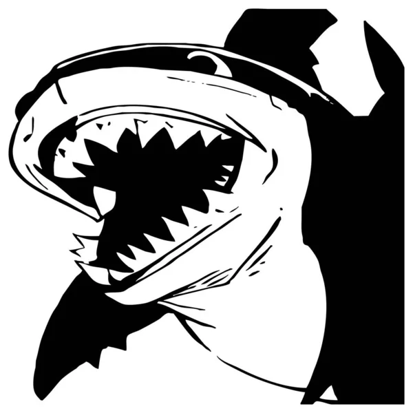 Акула Черно Белая Графика Логотип Использования Графике Отпечаток Футболки Дизайн — стоковое фото