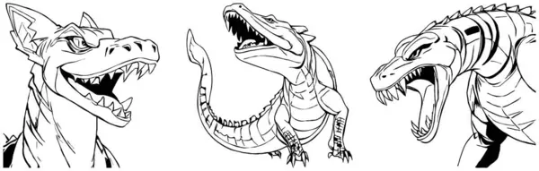Crocodilo Gráficos Preto Branco Design Logotipo Para Uso Gráficos Shirt — Fotografia de Stock