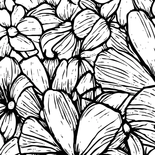 Black and white botanical pattern. For use in graphics, for materials.