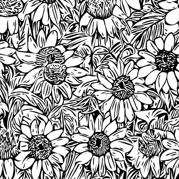 Черно Белый Ботанический Рисунок Использования Графике Материалов — стоковое фото