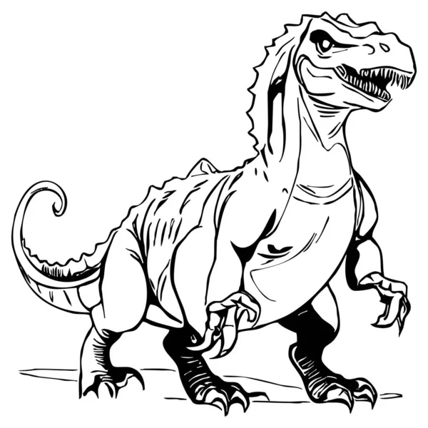 Black Dinosaur White Background Animals Line Art Logo Design Use — Stock Photo, Image