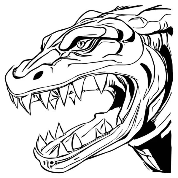 Zwarte Dinosaurus Een Witte Achtergrond Dieren Lijn Kunst Logo Ontwerp — Stockfoto