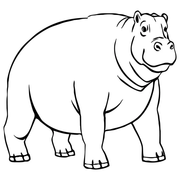 Hippopotamus Sort Hvid Linje Kunst Logo Design Til Brug Grafik - Stock-foto