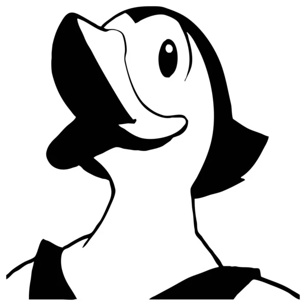 Duck Black White Line Art Logo Design Use Graphics Shirt — Stock Photo, Image