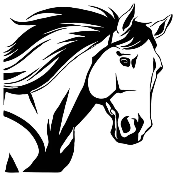 Черная Лошадь Белом Фоне Животные Линии Искусства Логотип Дизайн Использования — стоковое фото