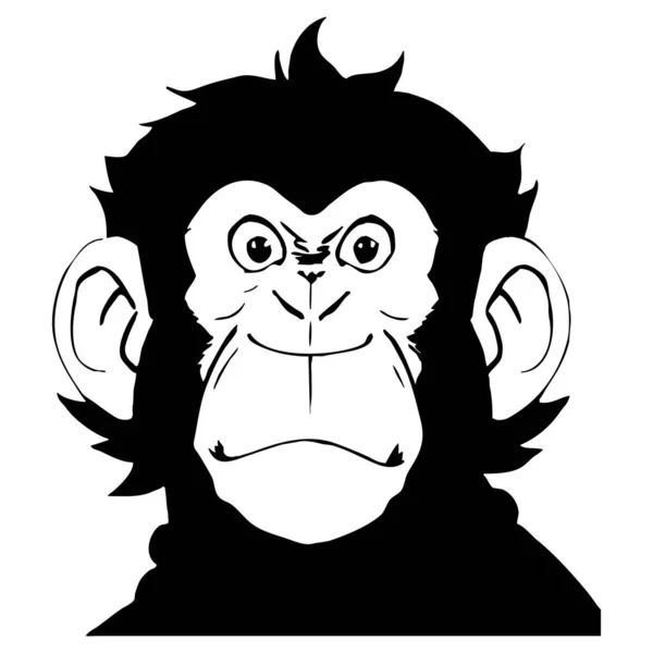 Małpa Czarno Biała Linia Sztuki Projekt Logo Stosowania Grafice Odcisk — Zdjęcie stockowe