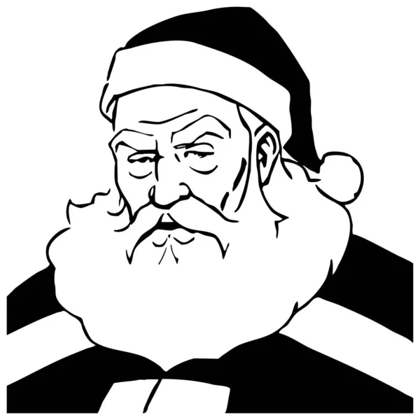 Санта Клаус Черно Белая Линия Искусства Логотип Использования Графике Отпечаток — стоковое фото