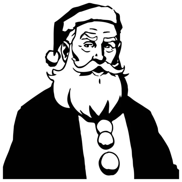 Santa Claus . Black and white line art. Logo design for use in graphics. T-shirt print, tattoo design.