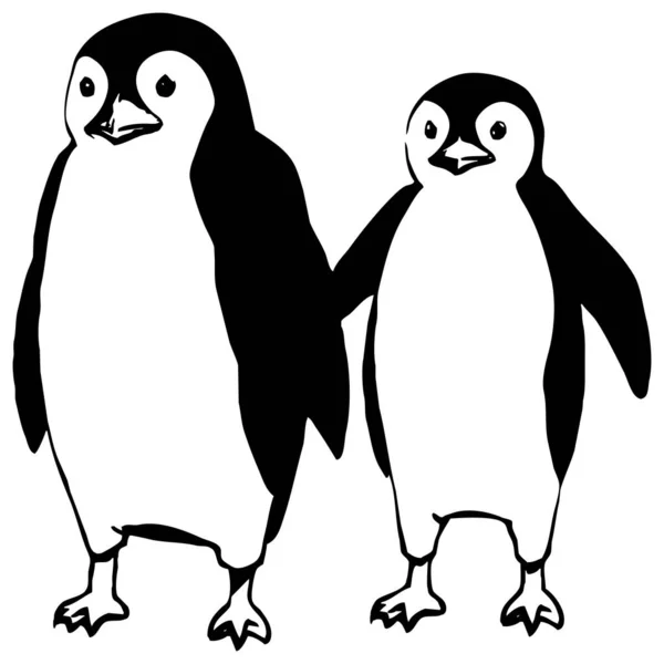 Pingwin Czarno Biała Grafika Projekt Logo Stosowania Grafice Odcisk Koszulki — Zdjęcie stockowe