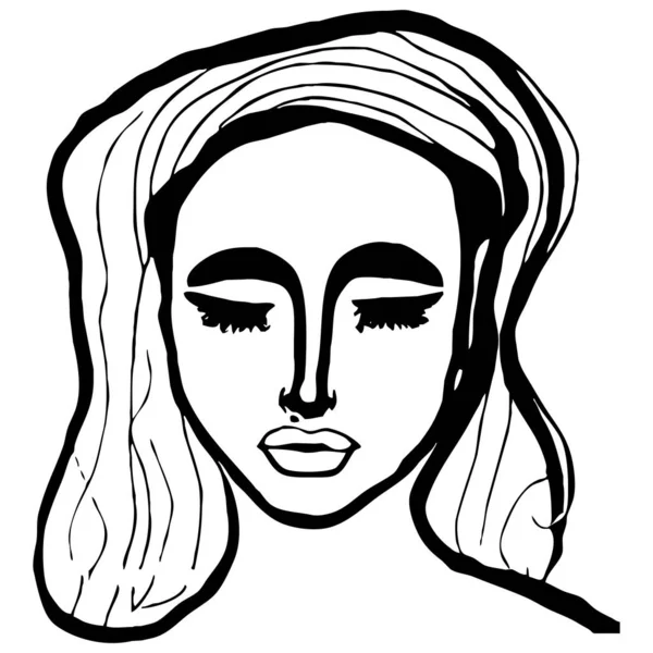 Personaggio Femminile Immaginario Linea Bianco Nero Art Design Del Logo — Foto Stock