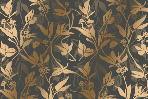 Luxusní Zlaté Botanické Pozadí Tisknutelné Tapety Obaly Nástěnné Malby Blahopřání — Stock fotografie