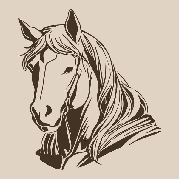 馬がいる ラインアート グラフィックで使用するためのロゴデザイン Tシャツのための印刷物 入れ墨のための設計 ヴィンテージの壁の装飾 — ストック写真