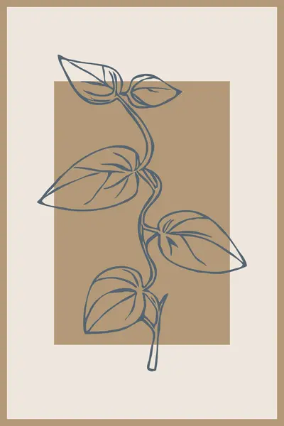 Botanische Achtergrond Plant Lijn Kunst Abstracte Vormen — Stockfoto