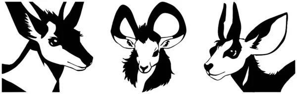 Animal Illustration Black Gazelle White Background — Stock Photo, Image