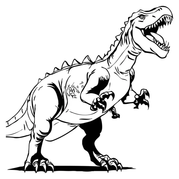 Fekete Dinoszaurusz Fehér Háttérrel Állatok Rajzolnak Logótervezés Grafikában Történő Felhasználásra — Stock Fotó