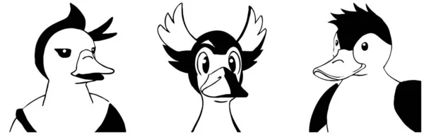 Duck Black White Line Art Logo Design Use Graphics Shirt — Stock Photo, Image