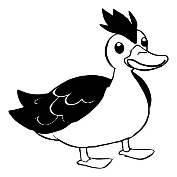 Pato Arte Línea Blanco Negro Diseño Logotipo Para Uso Gráficos — Foto de Stock