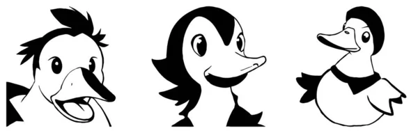 Duck . Black and white line art. Logo design for use in graphics. T-shirt print, tattoo design.