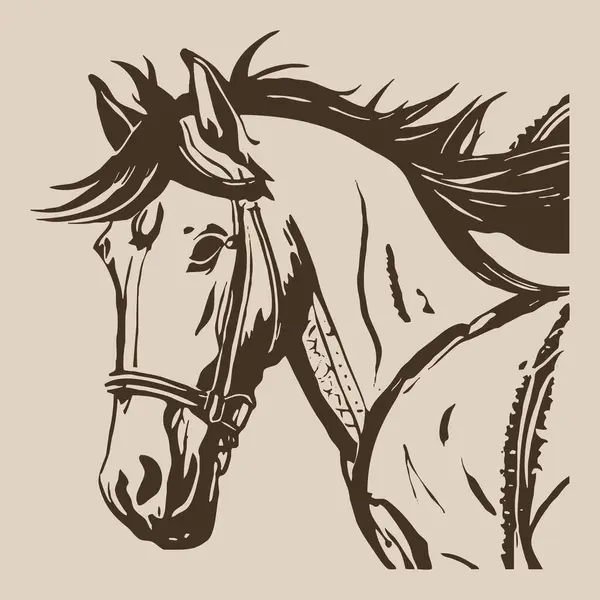 馬がいる ラインアート グラフィックで使用するためのロゴデザイン Tシャツのための印刷物 入れ墨のための設計 ヴィンテージの壁の装飾 — ストック写真