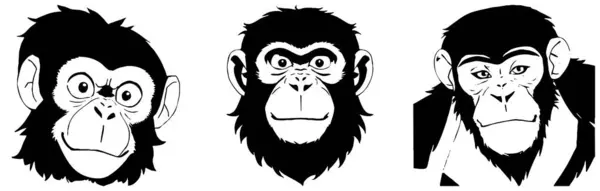 Μαϊμού Μαύρη Και Άσπρη Γραμμή Τέχνης Σχεδιασμός Λογότυπου Για Χρήση — Φωτογραφία Αρχείου