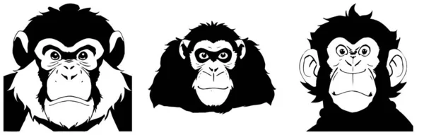 Обезьяна Черно Белая Линия Искусства Логотип Использования Графике Отпечаток Футболки — стоковое фото