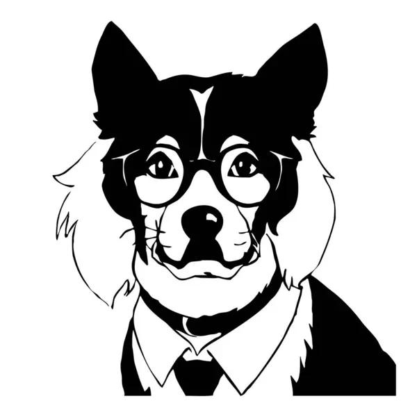 Dog Glasses White Background Animals Line Art Logo Design Use — Stock Photo, Image