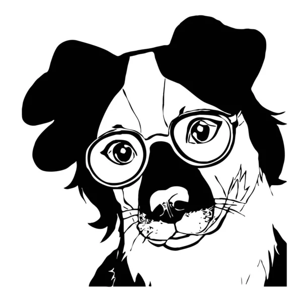 Dog Glasses White Background Animals Line Art Logo Design Use — Stock Photo, Image