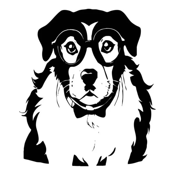 Beyaz Arka Planda Gözlüklü Bir Köpek Hayvanlar Çizgi Sanatı Grafik — Stok fotoğraf