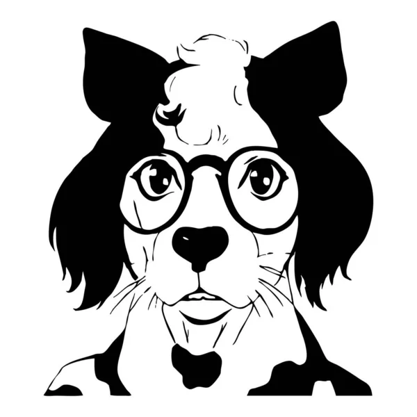 Собака Очках Белом Фоне Животные Линии Искусства Логотип Использования Графике — стоковое фото