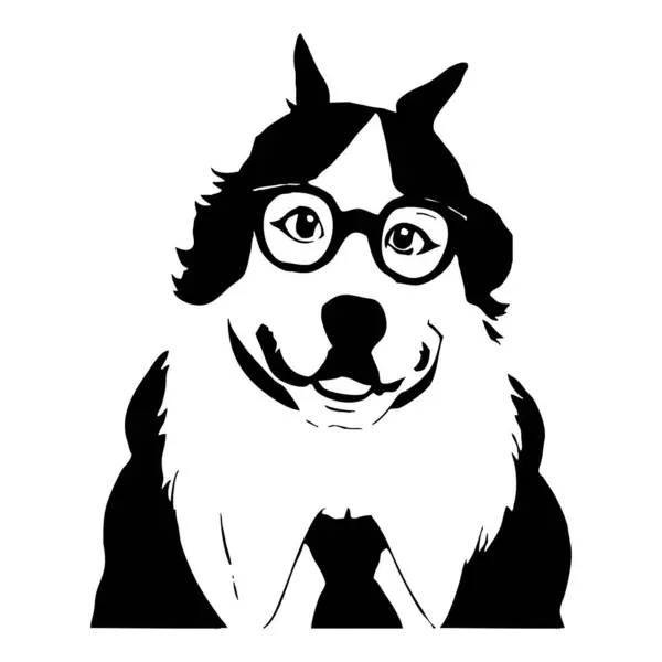 Σκύλος Γυαλιά Λευκό Φόντο Ζώα Είναι Τέχνη Σχεδιασμός Λογότυπου Για — Φωτογραφία Αρχείου
