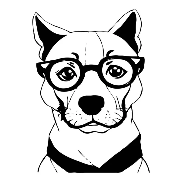 Pes Brýlemi Bílém Pozadí Zvířata Čára Umění Návrh Loga Pro — Stock fotografie