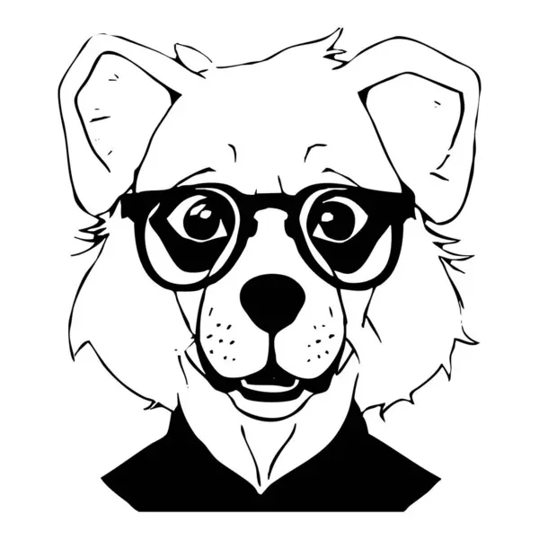 Hund Mit Brille Auf Weißem Hintergrund Tiere Säumen Die Kunst — Stockfoto