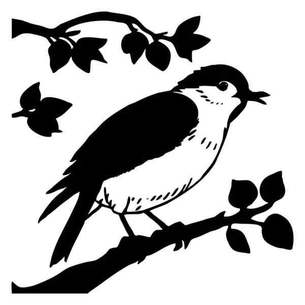 Svart Fågel Vit Bakgrund Djur Linje Konst Logotypdesign För Användning — Stockfoto