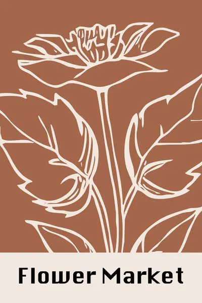 Ботанический Плакат Вдохновленный Цветочным Рынком Иллюстрация Настенного Искусства Открытки Приглашения — стоковое фото