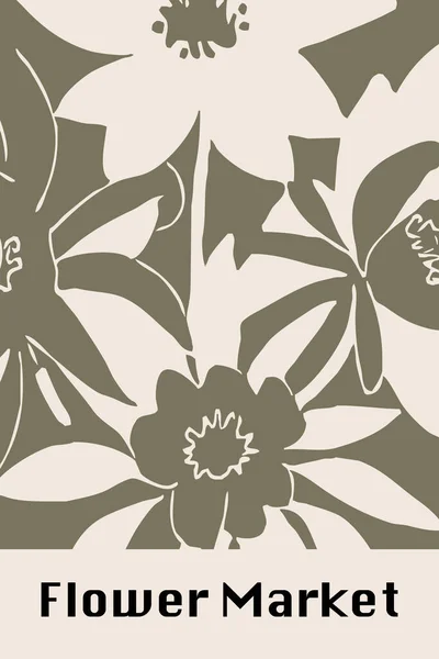 花市場にインスパイアされた植物ポスター 壁画イラスト グリーティングカード 招待状 — ストック写真