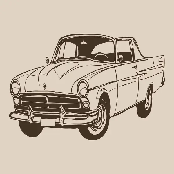 Retro Sylwetka Samochodu Sztuka Linii Stosowania Logo Ikonach Okładkach Dekoracjach — Zdjęcie stockowe