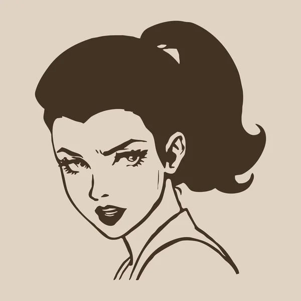 Personaggio Femminile Immaginario Linea Vintage Art Design Del Logo Uso — Foto Stock