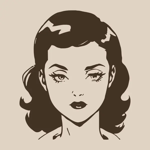 Fiktive Frauenfigur Vintage Line Art Logo Design Für Die Verwendung — Stockfoto