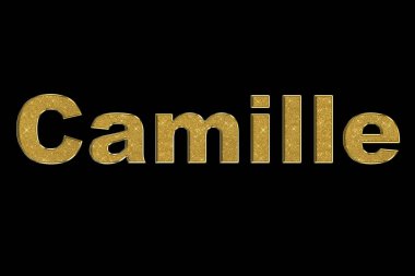 Kadın ismi mi? Siyah arka planda üç boyutlu altın harfler. Grafiklerde, web projelerinde, el ilanlarında, kartvizitlerde kullanım için . 