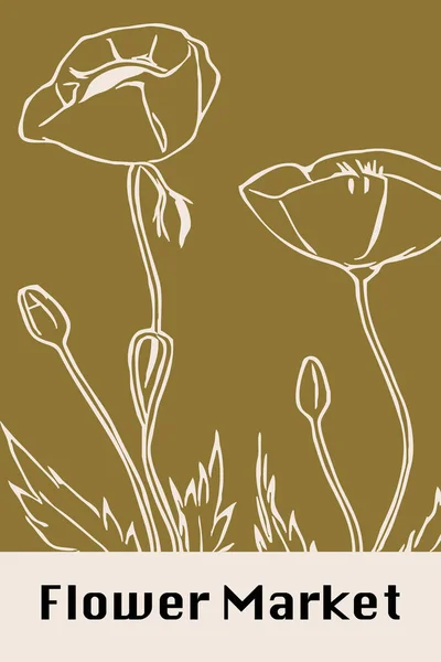 Botanisches Plakat Inspiriert Vom Blumenmarkt Illustration Für Wandkunst Grußkarte Und — Stockfoto
